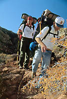 Two backpackers decending the Tanner Trail, Grand Canyon National Park, Arizona.  (c) Rob Kleine.  GentlEye Imagery
