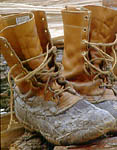 A muddy pair of LL Bean Maine Hunting Shoes.  (c) Rob Kleine.  GentlEye Imagery